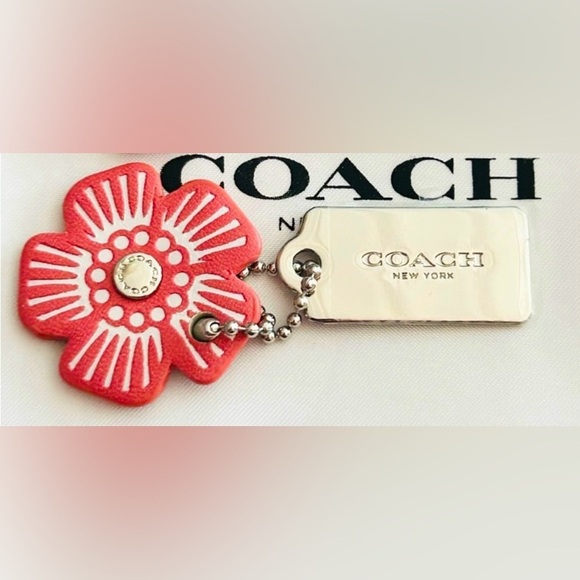 Coach Accessories - Coach Tea Rose and Coach silver metal Tag Keychain/ Bag Charm